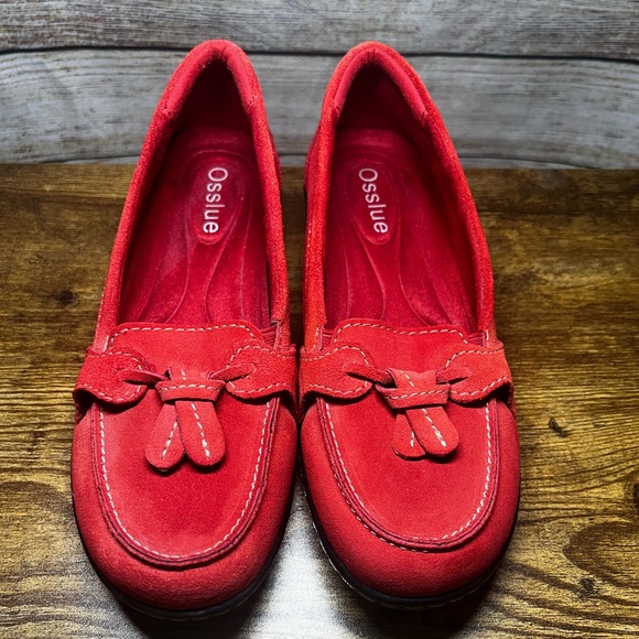Osslue Shoes - Ossule Microsuede Penny Loafer - Red